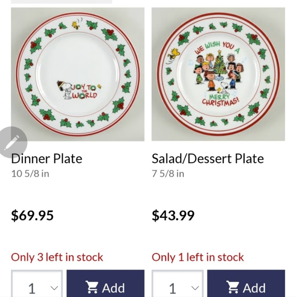 Gibson peanut Christmas dishes